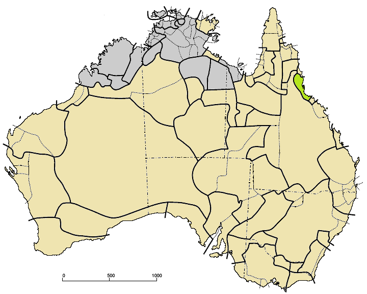Карта распространения дирбалических аборигенных языков